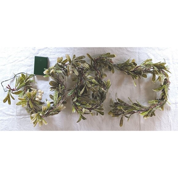 2 Garland Ropes Sage & White Berries 4 Ft Ea Battery Lighted Party Wedding New - Picture 1 of 8